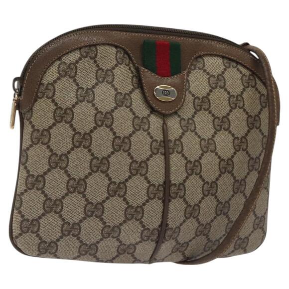GUCCI GG Supreme Web Sherry Line Bag Pvc Beige Gold 904 02 047 - Picture 1 of 16